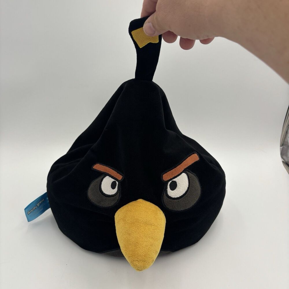 Angry Birds Bomb Bird Plush Pillow 12" Black Jay Franco Rovio Microbead Toy